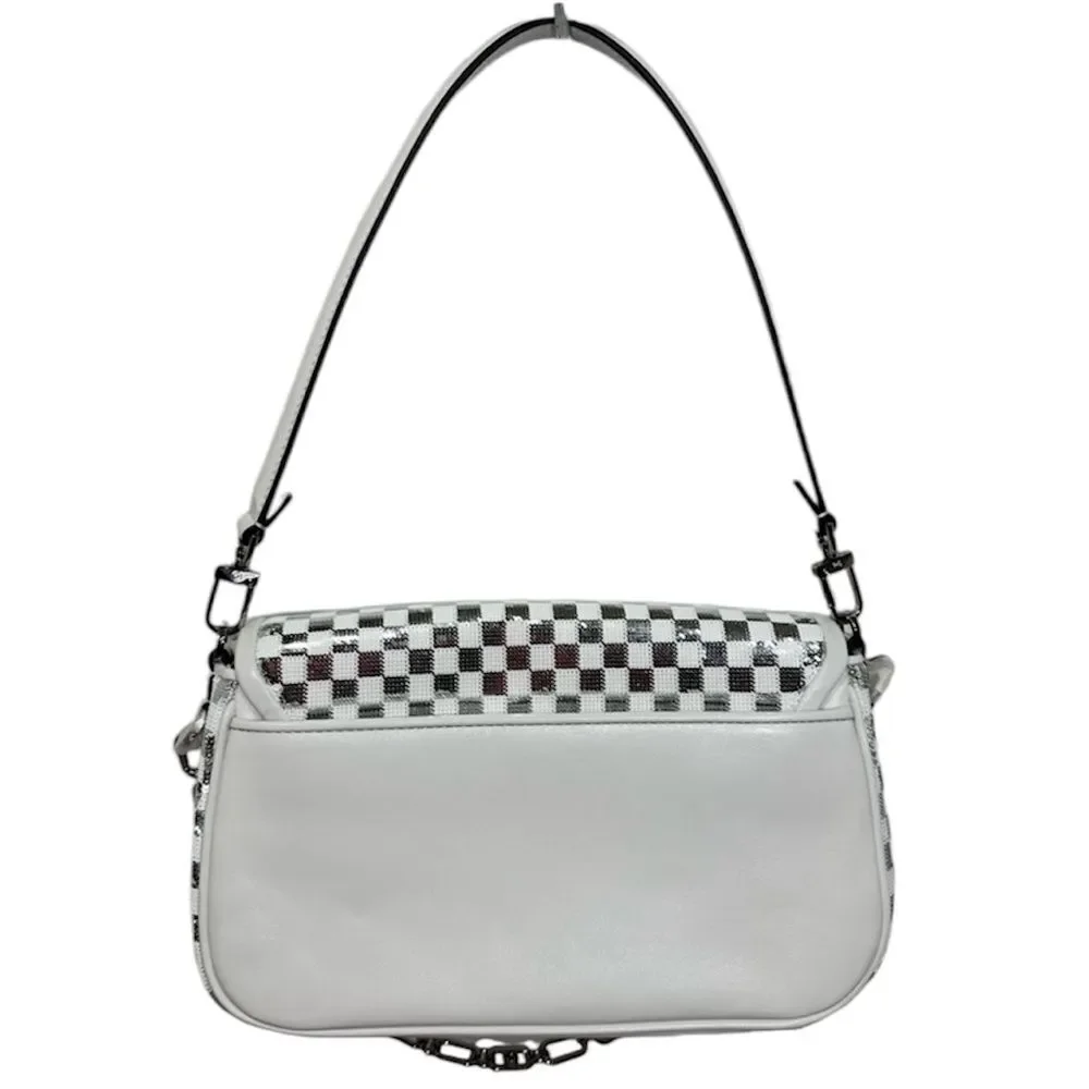 HTF MICHAEL KORS PARKER CHECK SILVER‎ POUCHETTE CONVERTIBLE SHOULDER BAG NWT